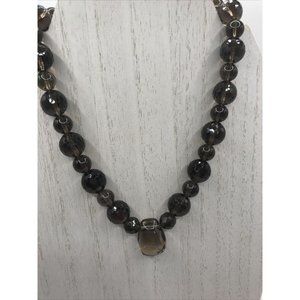 Lovely Faceted Bead Smoky Quartz Sterling‎ Silver Toggle Necklace Pendant tested
